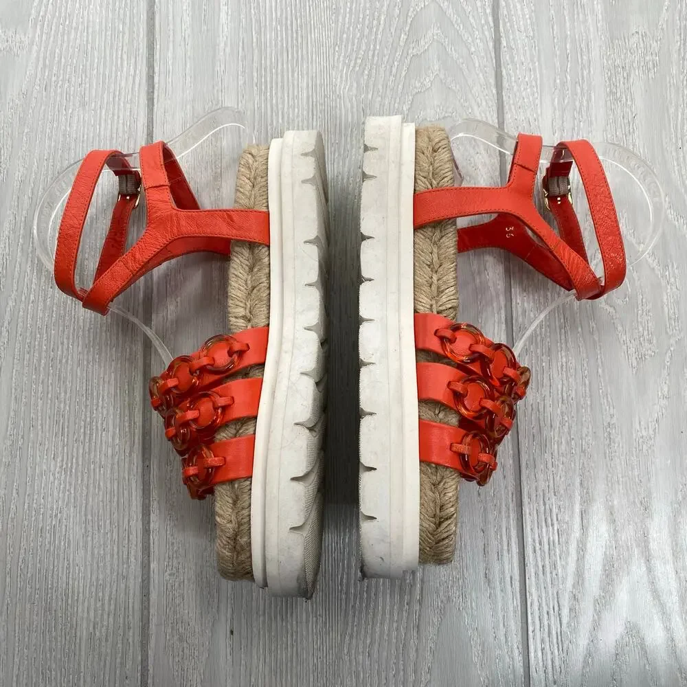3.1 Philip Lim Women's Orange & White Noa Platform Sandals Size 36 US 6 - Picture 3 of 11